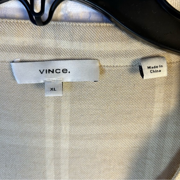 Vince Top Womens XL Tunic Blouse Classic Minimalist Basic Shadow Plaid Popover - Picture 6 of 11
